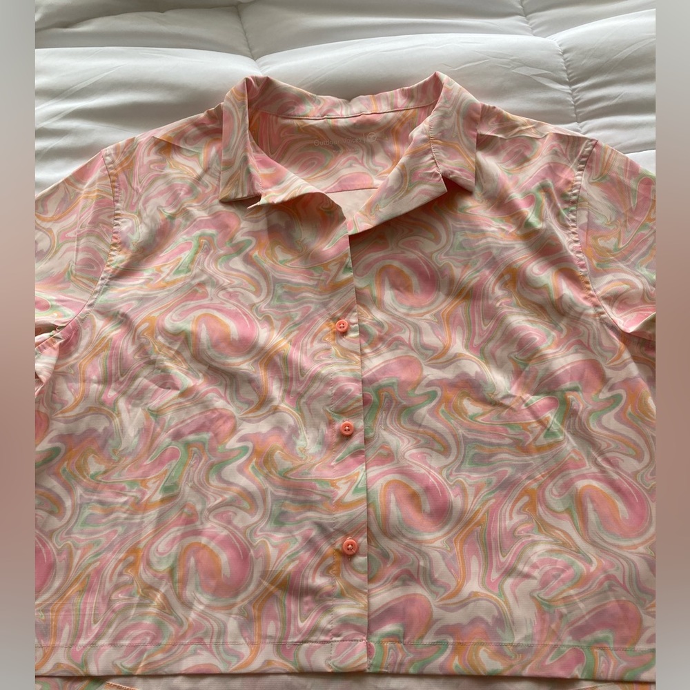 Outdoor voices button up crop